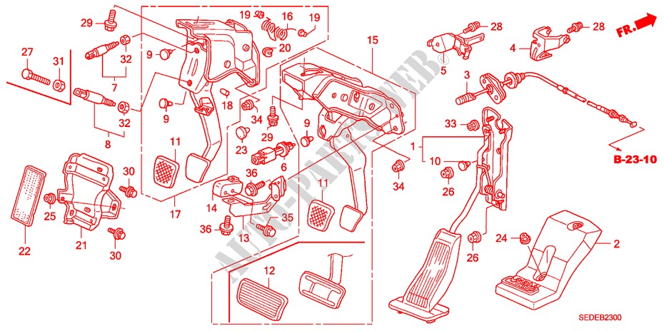 PEDAL(LH) para Honda ACCORD TOURER 2.4 EXECUTIVE 5 Puertas 6 velocidades manual 2007