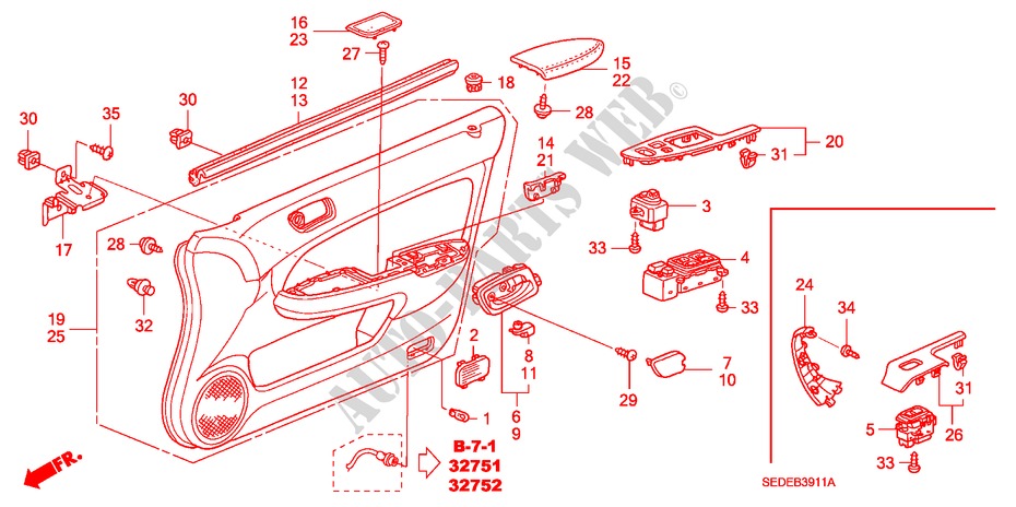 RECUBRIMIENTO DE PUERTA(RH) para Honda ACCORD TOURER 2.4 EXECUTIVE 5 Puertas 6 velocidades manual 2006