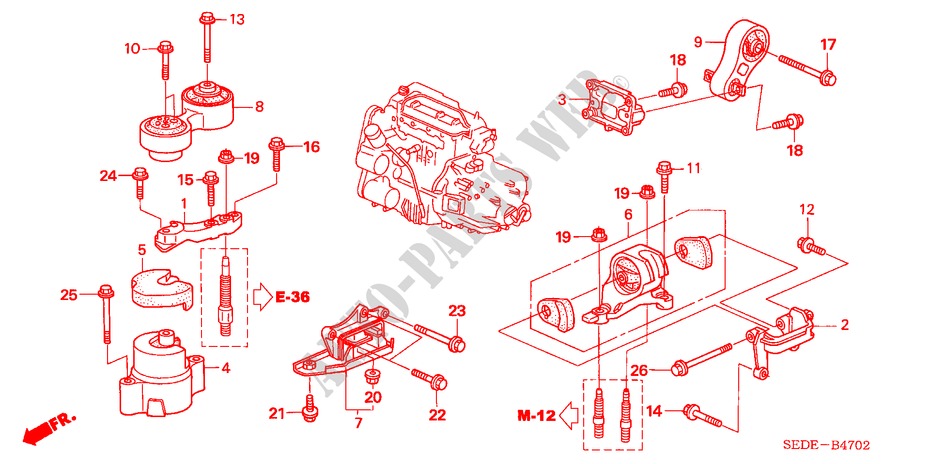 SOPORTES DE MOTOR(DIESEL) para Honda ACCORD TOURER 2.2 EXECUTIVE 5 Puertas 6 velocidades manual 2007