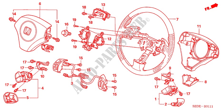 VOLANTE DE DIRECCION(SRS) (2) para Honda ACCORD TOURER 2.4 EXECUTIVE 5 Puertas 6 velocidades manual 2007