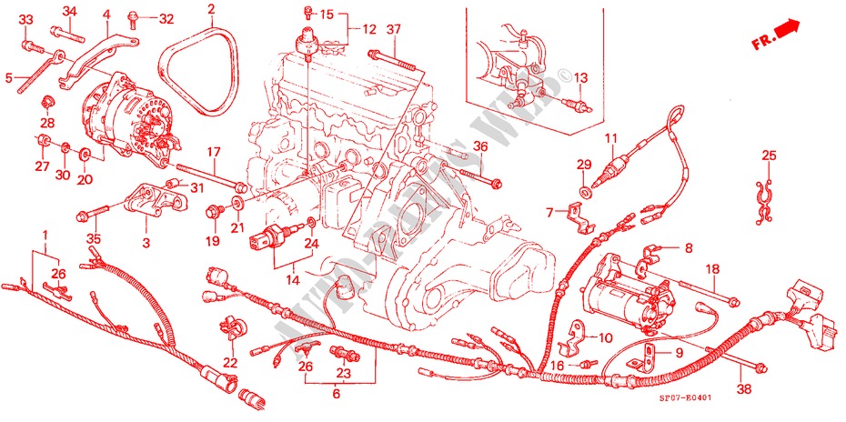 ELECTRICIDAD DE MOTOR(2) para Honda PRELUDE EX 2 Puertas 5 velocidades manual 1985