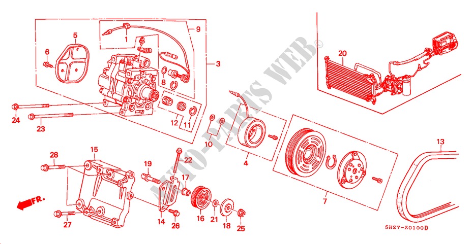ACONDICIONADOR DE AIRE (COMPRESOR)(1) para Honda CIVIC CRX 1.6I-16 3 Puertas 5 velocidades manual 1990