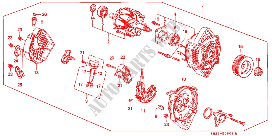 ALTERNADOR(DENSO) para Honda CIVIC CRX 1.6I-16 3 Puertas 5 velocidades manual 1990