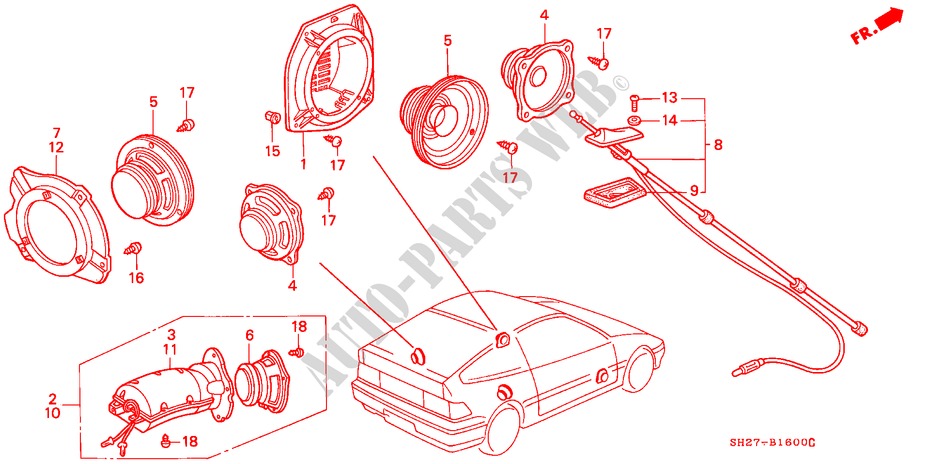 ANTENA para Honda CIVIC CRX 1.6I-16 3 Puertas 5 velocidades manual 1989