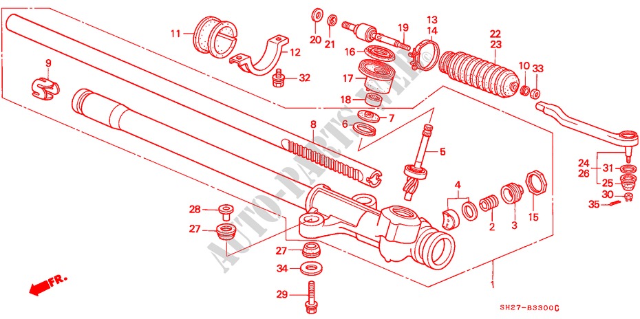 CAJA ENGRANAJE DIRECCION(LH) para Honda CIVIC CRX 1.6I-16 3 Puertas 5 velocidades manual 1990