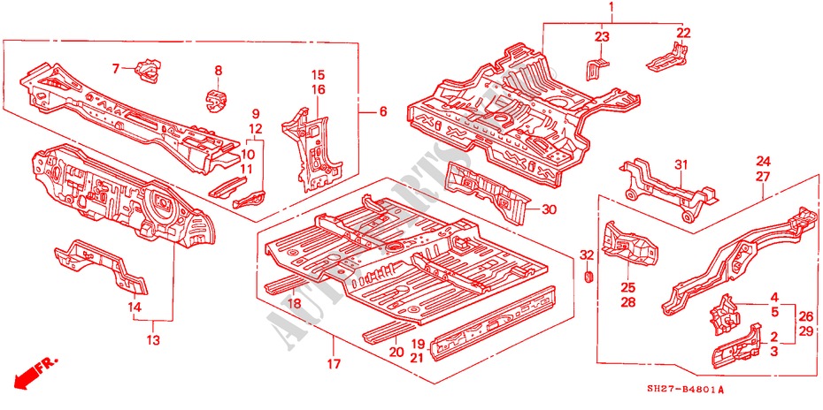 ESTRUCTURA DE CUERPO(PANEL INTERIOR)(1) para Honda CIVIC CRX 1.6I-16 3 Puertas 5 velocidades manual 1989