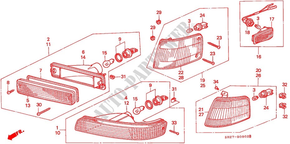 LUZ DE COMBINACION para Honda CIVIC CRX 1.6I-16 3 Puertas 5 velocidades manual 1990