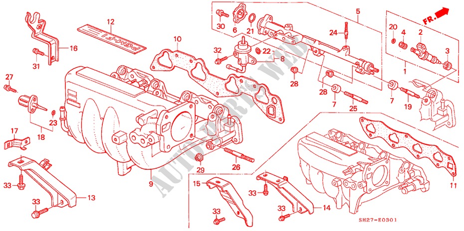 MULTIPLE DE ADMISION(PGM FI) para Honda CIVIC CRX 1.6I-16 3 Puertas 5 velocidades manual 1989