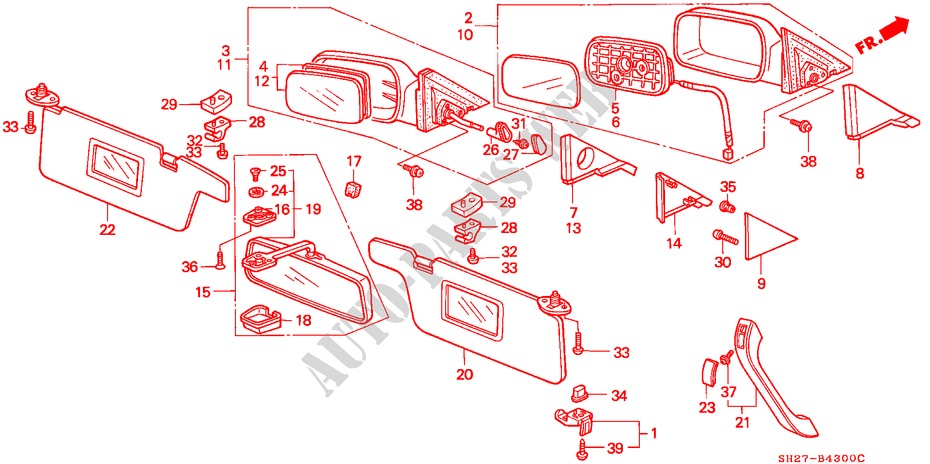 RETROVISOR/VISERA para Honda CIVIC CRX 1.6I-16 3 Puertas 5 velocidades manual 1989