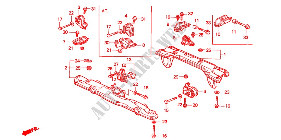 SOPORTES DE MOTOR para Honda CIVIC CRX 1.6I-16 3 Puertas 5 velocidades manual 1990