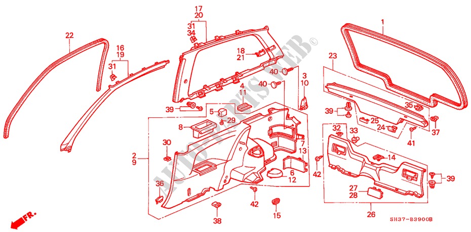 CONTRAMARCO DE PUERTA/RECUBRIMIENTO LATERAL para Honda CIVIC DX 1500 3 Puertas 5 velocidades manual 1990