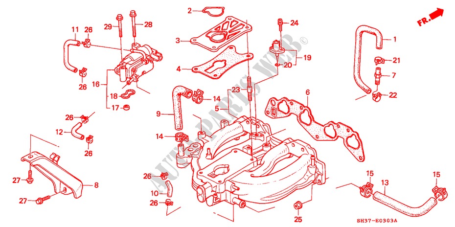 MULTIPLE DE ADMISION(4) para Honda CIVIC GL 3 Puertas 5 velocidades manual 1988