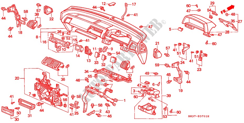 PANEL DE INSTRUMENTO(RH) para Honda CIVIC DX 3 Puertas 5 velocidades manual 1990