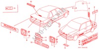 EMBLEMA para Honda CIVIC GL 4 Puertas 5 velocidades manual 1991