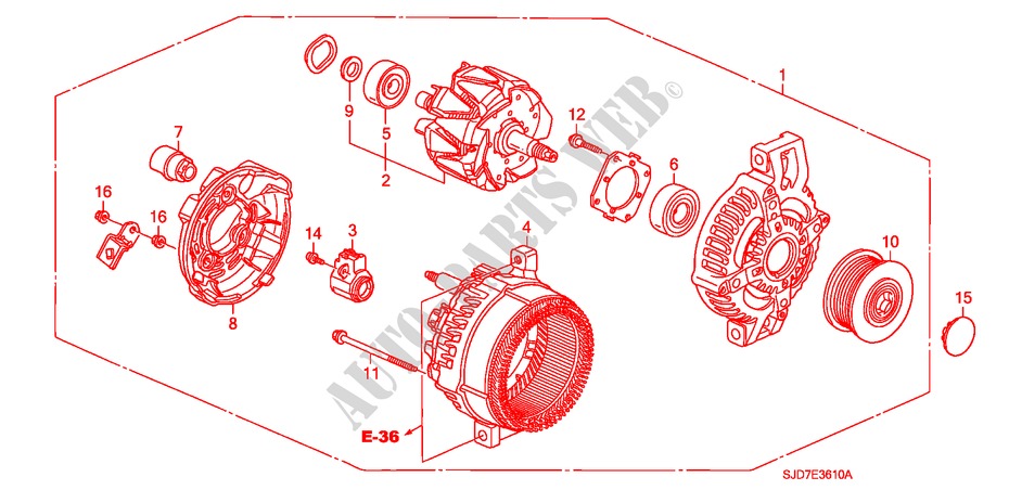ALTERNADOR(DENSO) (DIESEL) para Honda FR-V 2.2 EXECUTIVE 5 Puertas 6 velocidades manual 2009