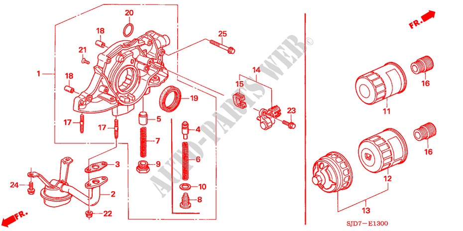 BOMBA DE ACEITE/COLADOR DE ACEITE (1.7L) para Honda FR-V 1.7 SE 5 Puertas 5 velocidades manual 2005