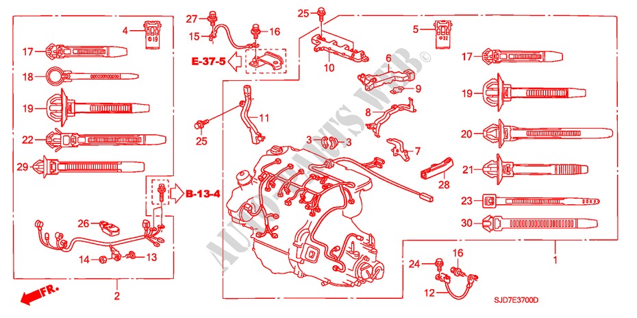 CONJ. DE CABLES DE MOTOR(LH) (DIESEL) para Honda FR-V 2.2 EXECUTIVE 5 Puertas 6 velocidades manual 2009