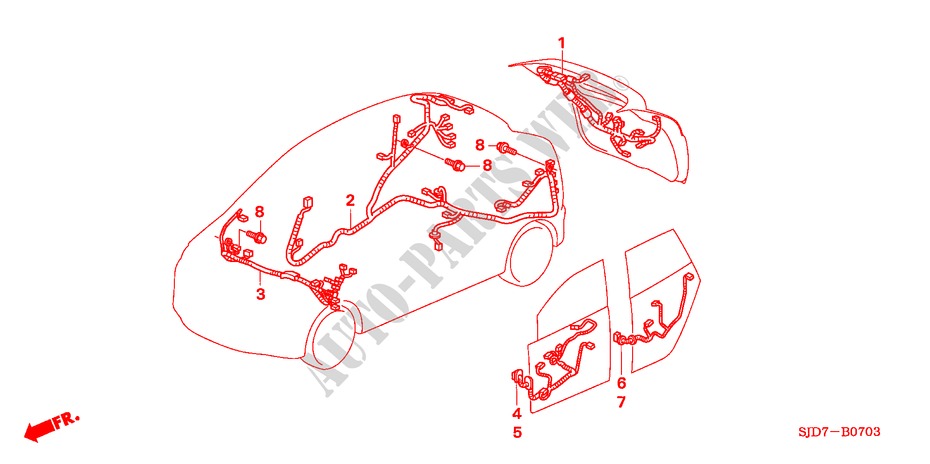 CONJUNTO DE ALAMBRES(4) (LH) para Honda FR-V 2.2/2.2 TREND 5 Puertas 6 velocidades manual 2008