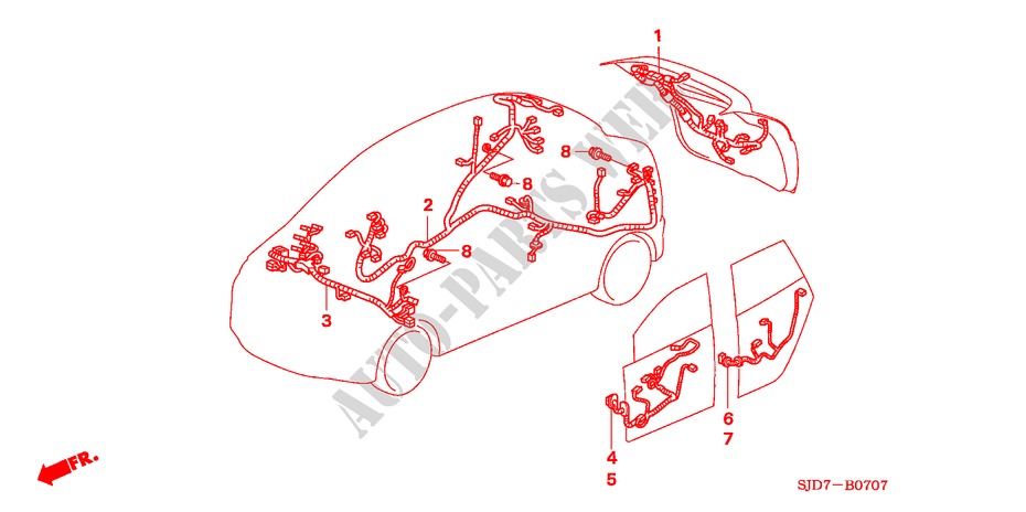 CONJUNTO DE ALAMBRES(4) (RH) para Honda FR-V 1.8 EX 5 Puertas 6 velocidades manual 2009