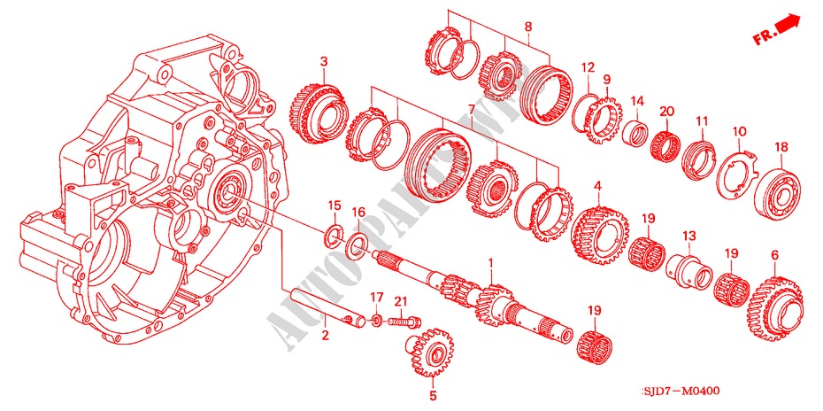 EJE PRINCIPAL(1.7L) para Honda FR-V 1.7 SE 5 Puertas 5 velocidades manual 2005