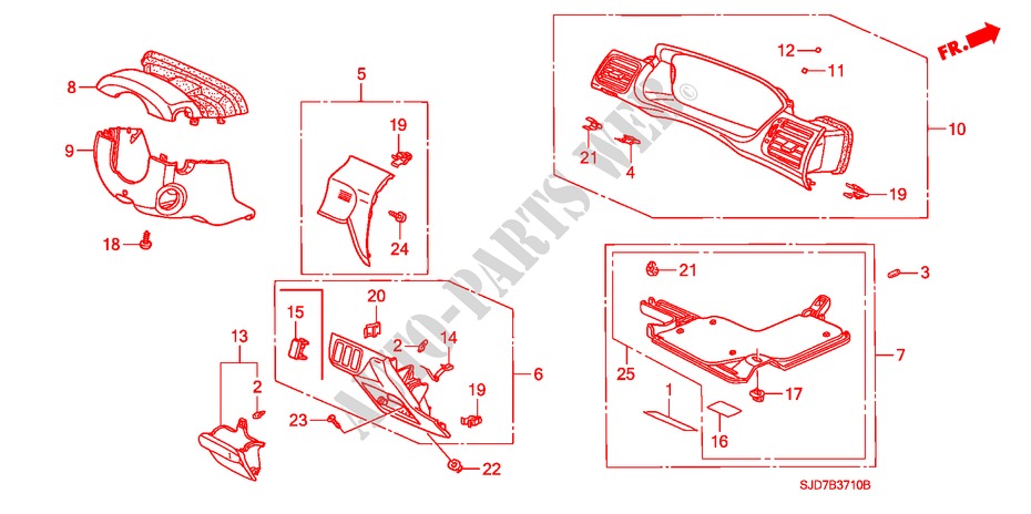 GUARNICION DE INSTRUMENTO(LADO DE CONDUCTOR) (LH) para Honda FR-V 1.8 EXECUTIVE 5 Puertas 6 velocidades manual 2008