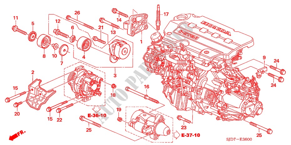 MENSULA DE MOTOR (DIESEL) para Honda FR-V 2.2 EXECUTIVE 5 Puertas 6 velocidades manual 2009