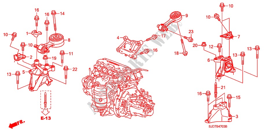 SOPORTES DE MOTOR(1.8L) (MT) para Honda FR-V 1.8 EXECUTIVE 5 Puertas 6 velocidades manual 2008