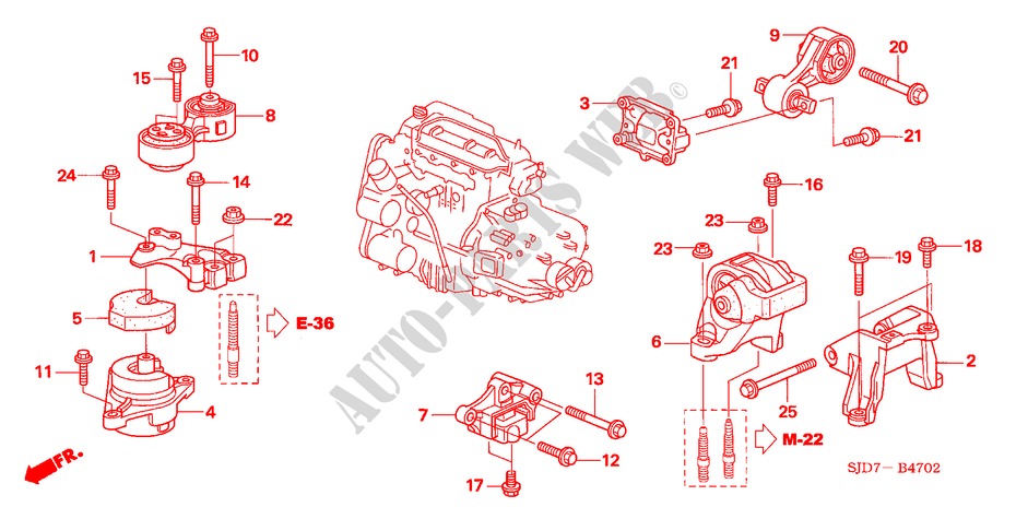 SOPORTES DE MOTOR(DIESEL) para Honda FR-V 2.2 EXECUTIVE 5 Puertas 6 velocidades manual 2009