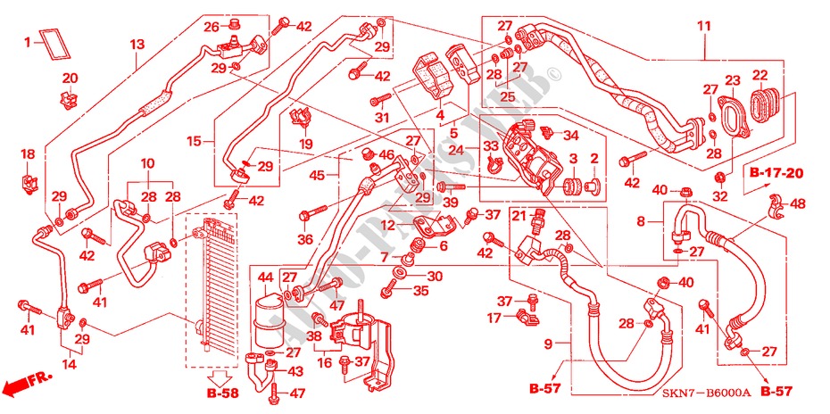 ACONDICIONADOR DE AIRE (MANGUERAS/TUBERIAS)(LH) para Honda CR-V DIESEL EXECUTIVE      DPF 5 Puertas 6 velocidades manual 2006