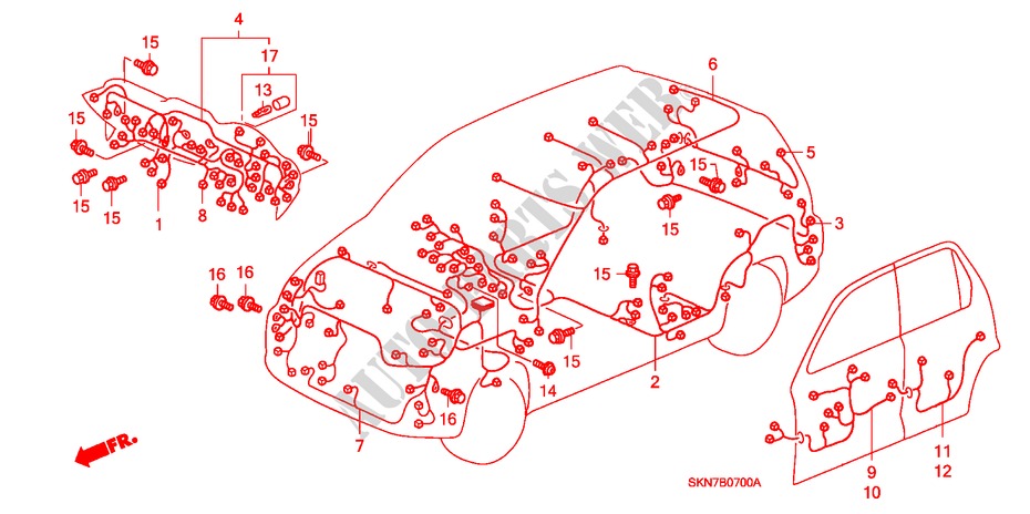 CONJUNTO DE ALAMBRES(LH) para Honda CR-V DIESEL ES 5 Puertas 6 velocidades manual 2005