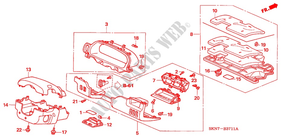 GUARNICION DE INSTRUMENTO(RH)(LADO DE CONDUCTOR) para Honda CR-V DIESEL SE-E 5 Puertas 6 velocidades manual 2006