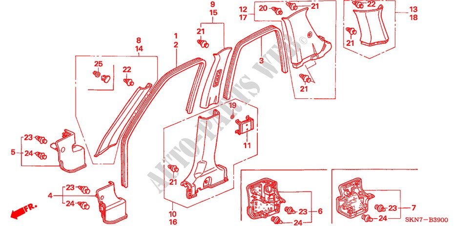 GUARNICION DE PILAR para Honda CR-V DIESEL EXECUTIVE      DPF 5 Puertas 6 velocidades manual 2006