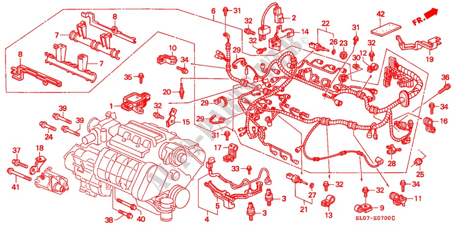 CONJ. DE CABLES DE MOTOR/ABRAZADERA para Honda NSX NSX 2 Puertas 5 velocidades manual 1994