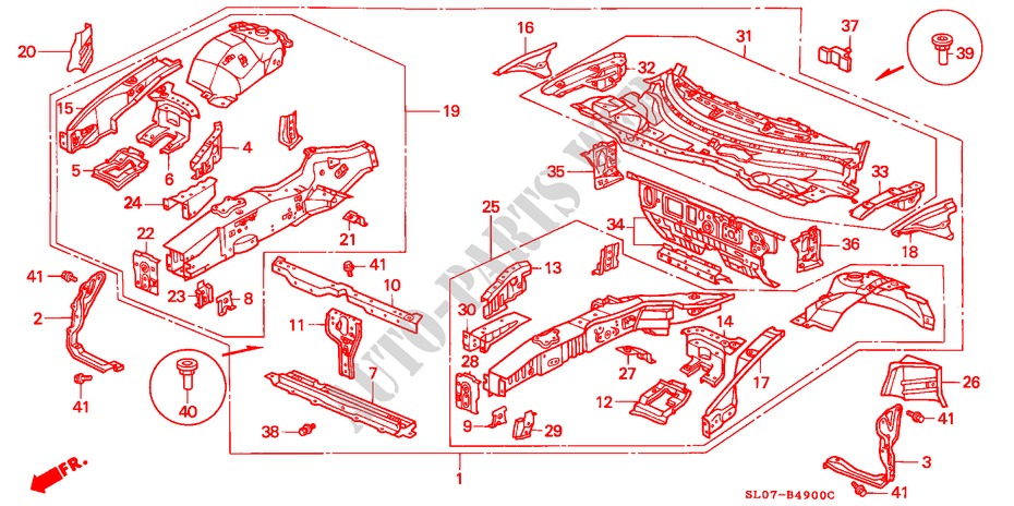ESTRUCTURA DE CUERPO(CONTENCION DEL.) para Honda NSX NSX 2 Puertas 5 velocidades manual 1991