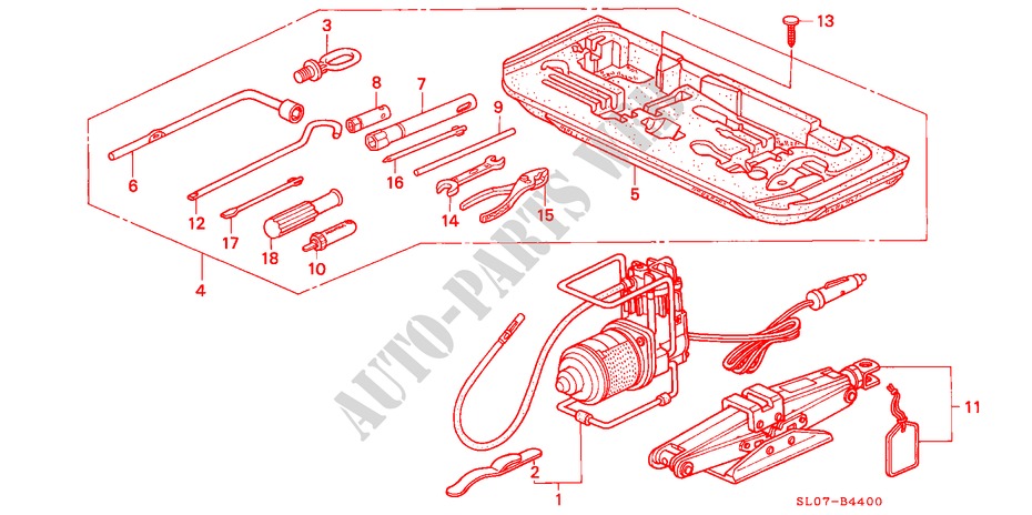 HERRAMIENTAS/GATO para Honda NSX NSX 2 Puertas 5 velocidades manual 1991