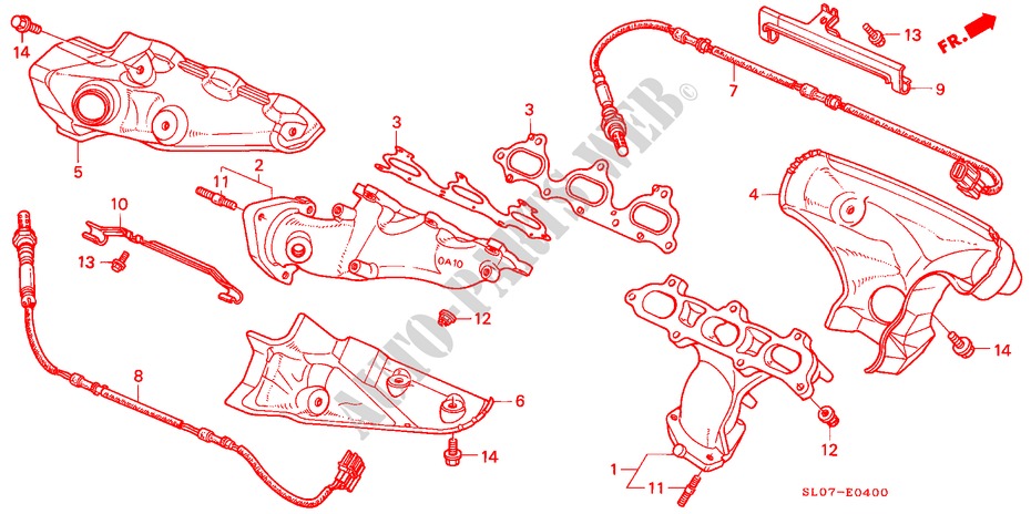 MULTIPLE DE ESCAPE para Honda NSX NSX 2 Puertas 5 velocidades manual 1991