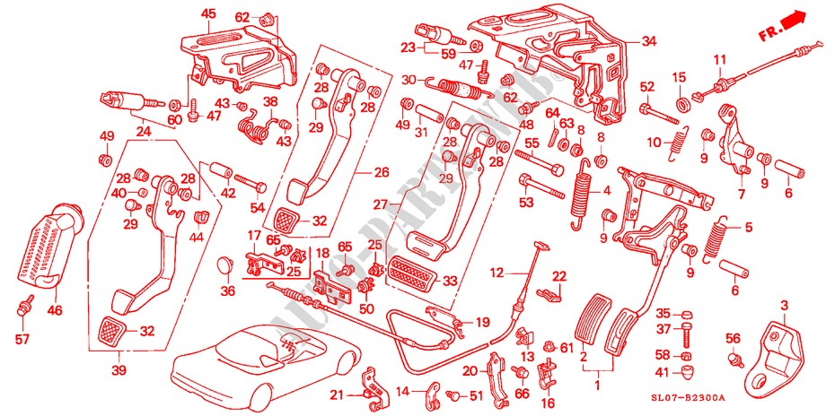 PEDAL(LH) para Honda NSX NSX 2 Puertas 5 velocidades manual 1991