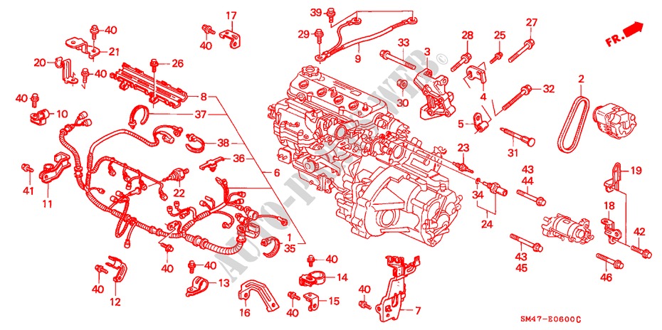 CONJ. DE CABLES DE MOTOR/ABRAZADERA para Honda ACCORD 2.0 4 Puertas 5 velocidades manual 1990