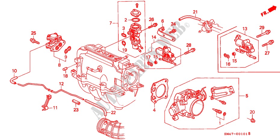 CUERPO MARIPOSA GASES(PGM FI) para Honda ACCORD 2.0I 4 Puertas 4 velocidades automática 1991