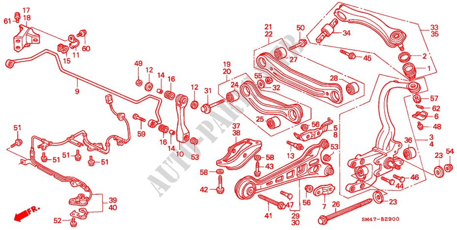 ESTABILIZADOR TRASERO/ BRAZO INFERIOR TRASERO(2WS) para Honda ACCORD 2.0 4 Puertas 5 velocidades manual 1990