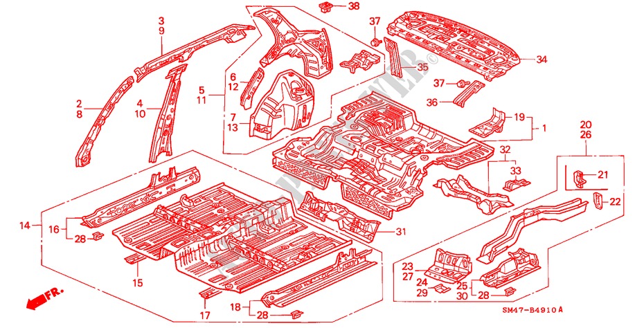 ESTRUCTURA DE CUERPO(PANEL INTERIOR) para Honda ACCORD 2.0 4 Puertas 5 velocidades manual 1990