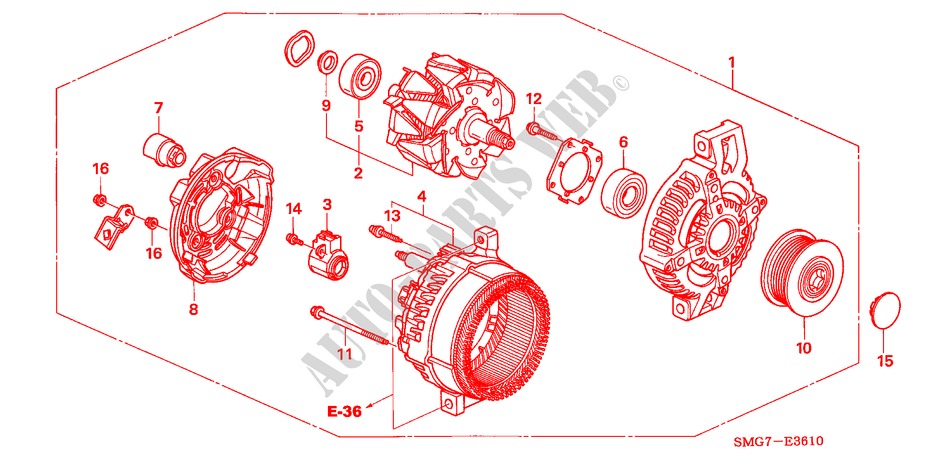 ALTERNADOR(DENSO) (DIESEL) para Honda CIVIC 2.2 COMFORT    DPF 5 Puertas 6 velocidades manual 2008