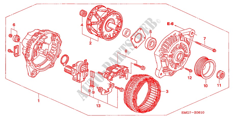 ALTERNADOR(MITSUBISHI) (1.4L) para Honda CIVIC 1.4 SPORT 5 Puertas 6 velocidades manual 2006