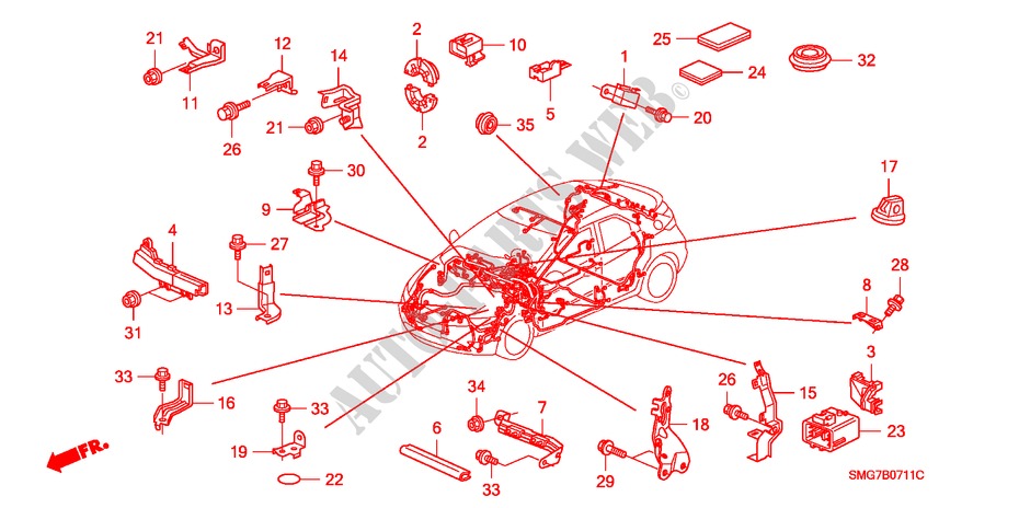 BANDA DE JUEGO DE CABLES/SOPORTE(LH)(2) para Honda CIVIC 2.2 EXECUTIVE 5 Puertas 6 velocidades manual 2006