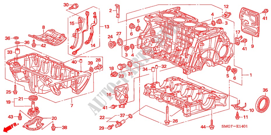 BLOQUE DE CILINDRO/COLECTOR DE ACEITE (1.8L) para Honda CIVIC 1.8 SPORT 5 Puertas 6 velocidades manual 2006