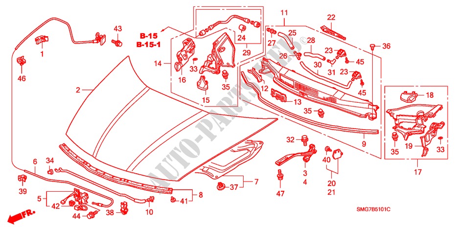 CAPO DE MOTOR(RH) para Honda CIVIC 1.8 SE 5 Puertas Transmisión Manual Inteligente 2008