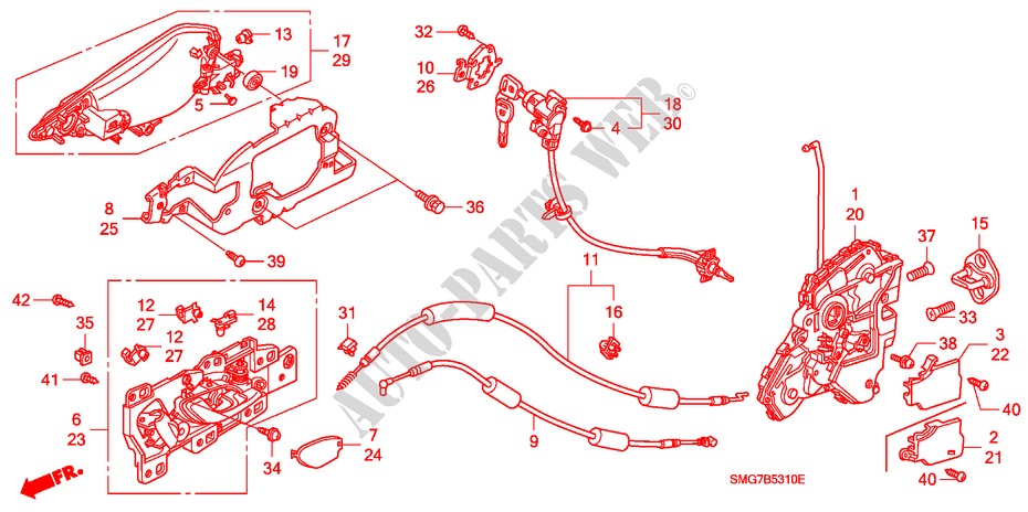 CERRADURAS DE PUERTA DEL./ MANIJA EXTERIOR para Honda CIVIC 1.4 SPORT 5 Puertas 6 velocidades manual 2006