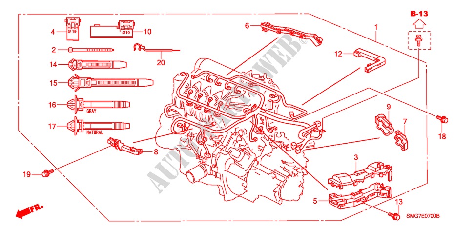 CONJ. DE CABLES DE MOTOR (1.4L) para Honda CIVIC 1.4 SPORT 5 Puertas 6 velocidades manual 2006