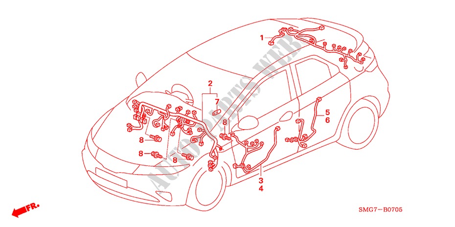 CONJUNTO DE ALAMBRES(RH)(3) para Honda CIVIC 1.8 SE 5 Puertas Transmisión Manual Inteligente 2008