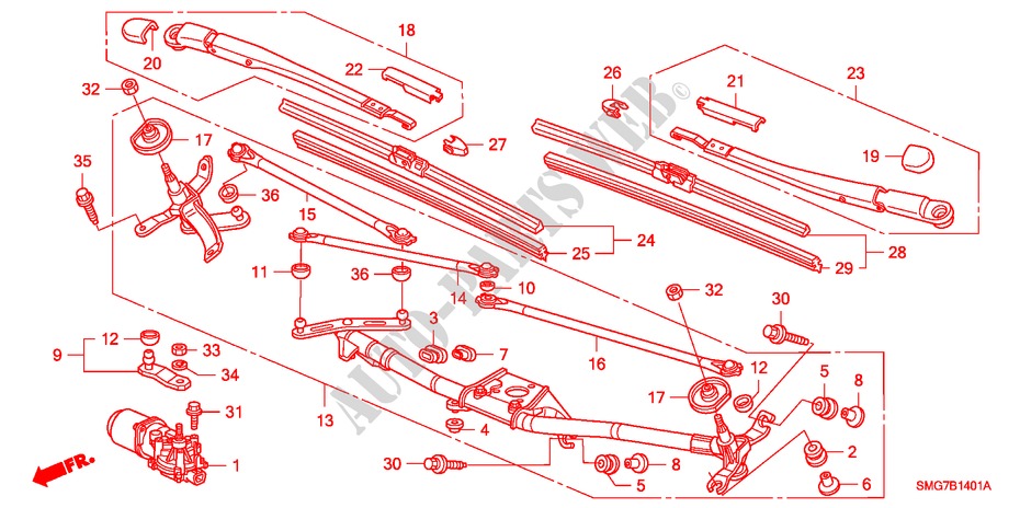LIMPIAPARABRISAS (RH) para Honda CIVIC 1.8 ES 5 Puertas 6 velocidades manual 2007